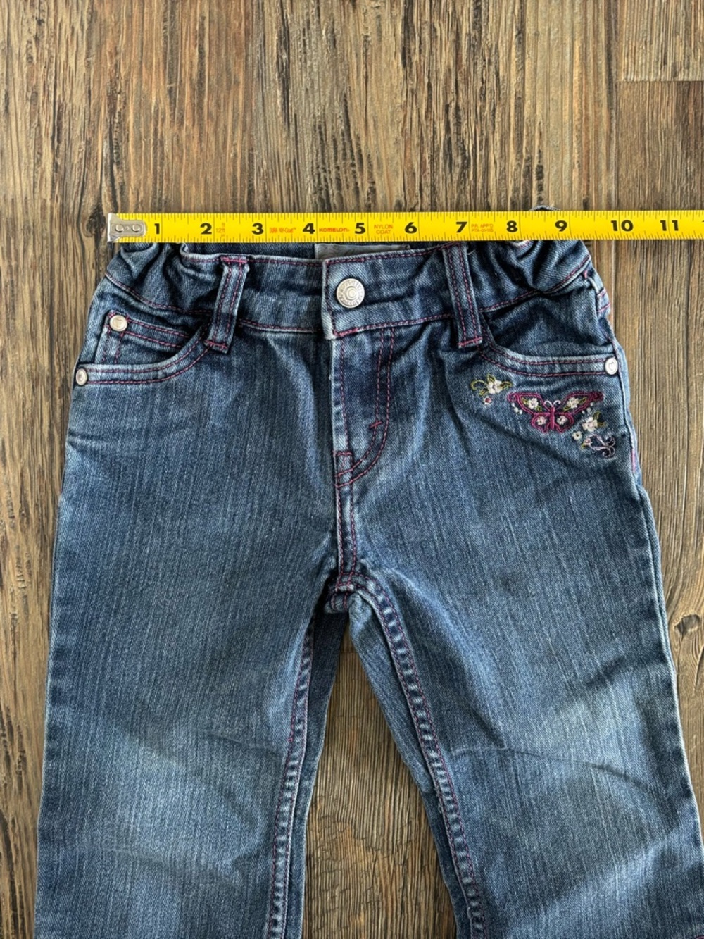 Levis Blue Denim Jeans Girls 3T Pink Stitching Crisscross Butterfly Embroidered - Picture 7 of 11